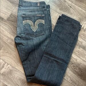 7 For All Mankind Blue Jeans with Colorful Stitching